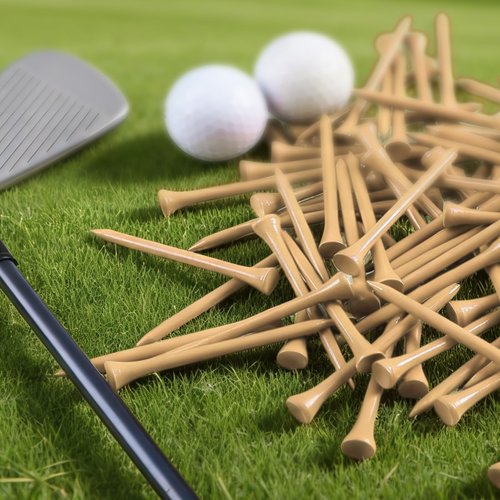 FINGER TEN Bamboo Golf Tees Wood 2 3/4 3 1/4 Inch Wooden Tee Color Bulk 250/500/1000/2000 Count for Men Women Kids (Natural, 250 Count(2 3/4 Inch))