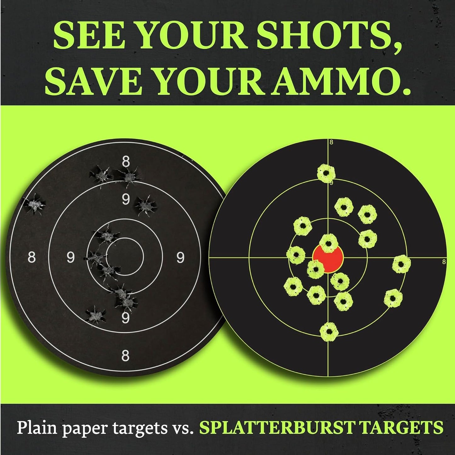 Splatterburst Targets - 12x18 Inch Bullseye Splatter Target - Bright Fluorescent Yellow for Easy Shot Visibility