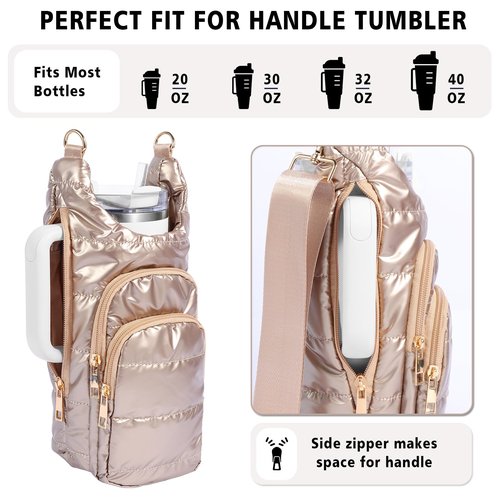 KYTACCU Water Bottle Holder with Strap，Water Bottle Carrier Bag for Stanley 40 oz/30 oz Tumbler with Handle,Water Bottle Crossbody Bag Sling Purse for Walking Hiking