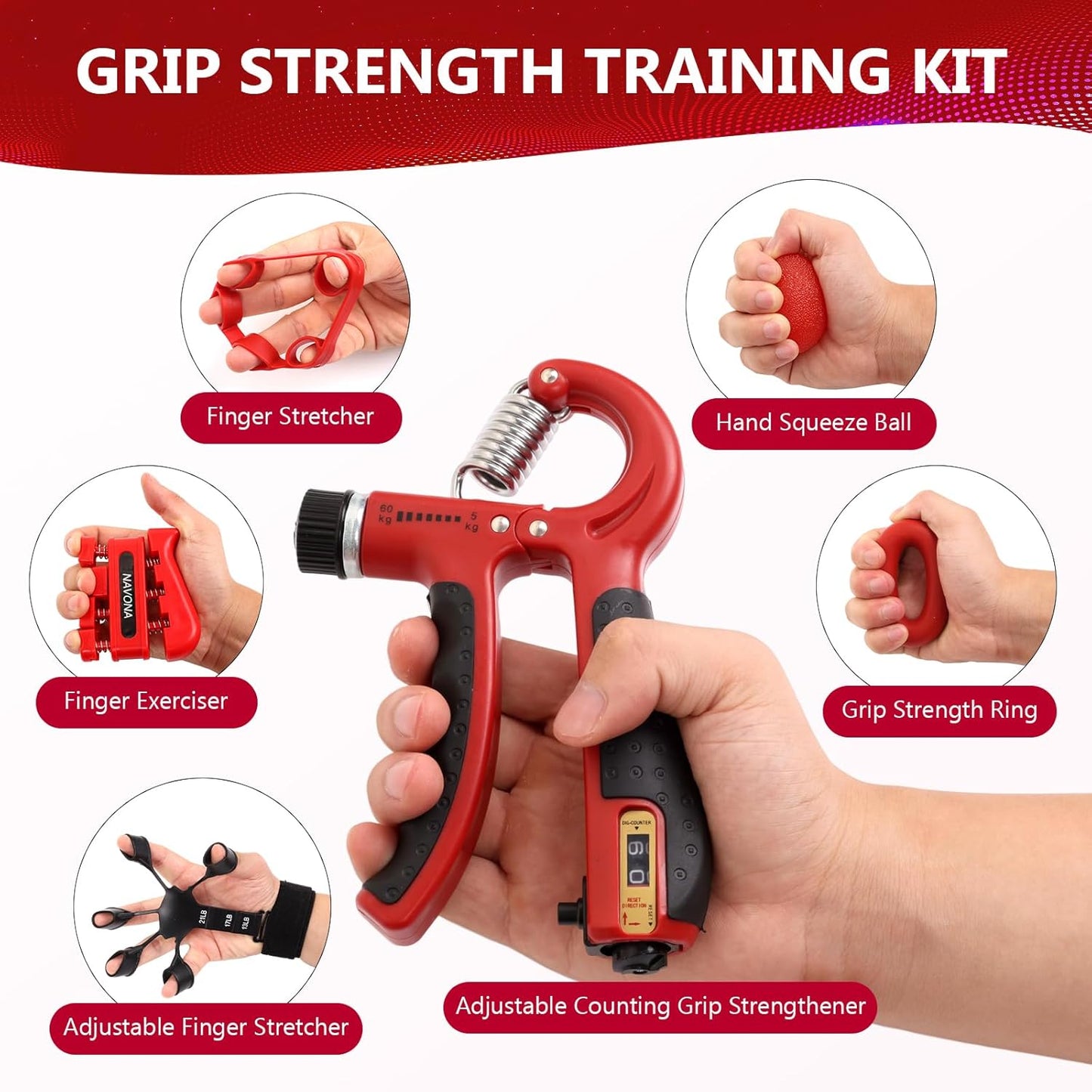 Skiennix 13 PCS Grip Strength Trainer Kit - Hand Gripper & Forearm Strengthener for Muscle Building & Recovery