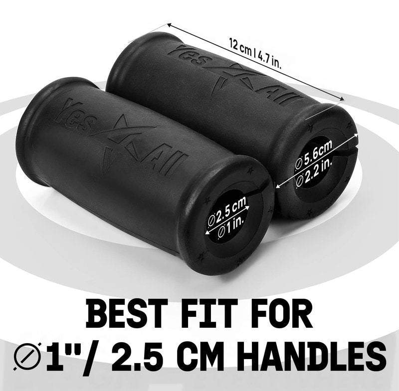 Yes4All Thick Dumbbell Handles Grips, Firm Rubber Barbell Grips, Great for Increasing Forearm Strength, Weightlifting, Muscle Building, Cable Attachments