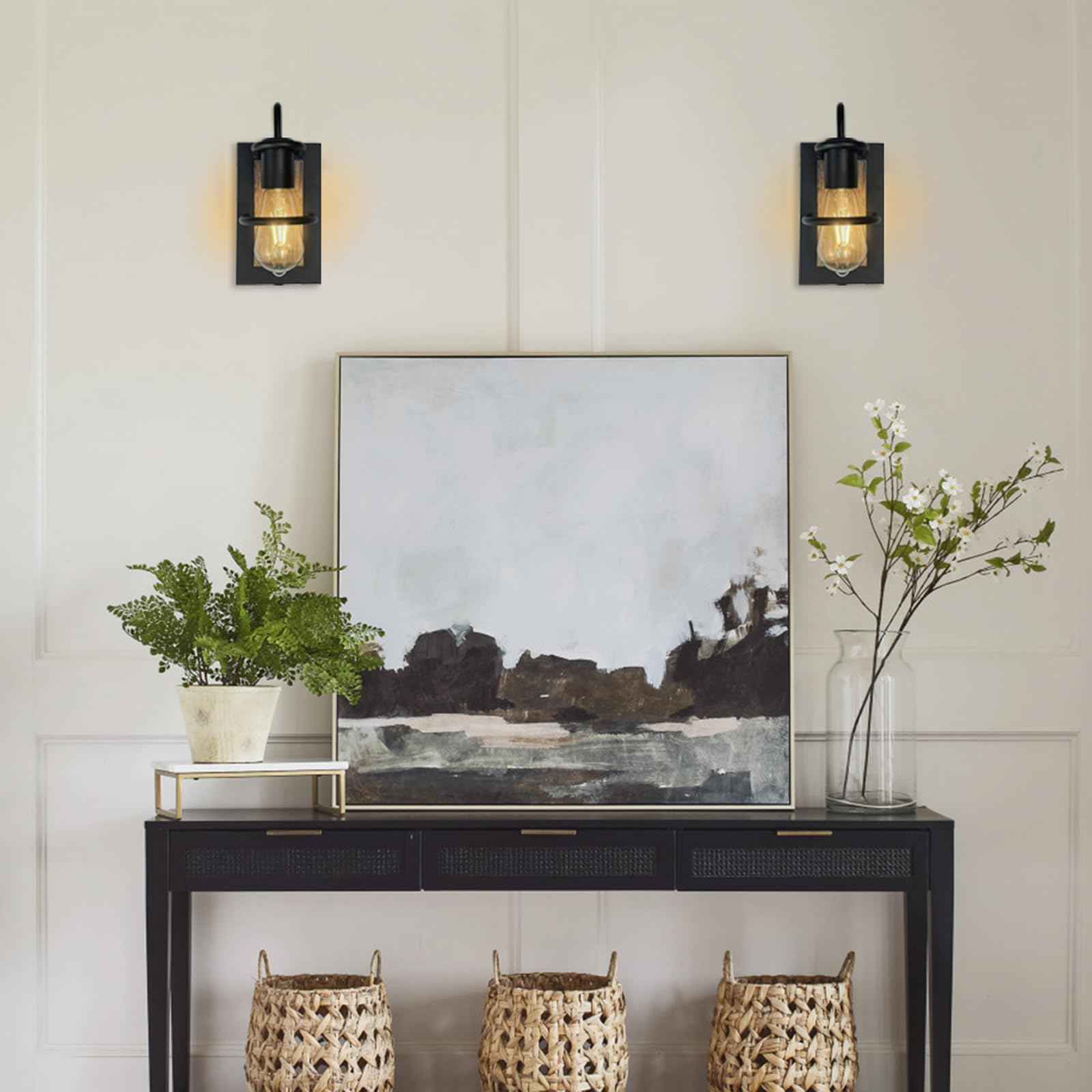 ThyFenno 2 Pack E26 LED Bulbs Battery Operated Wall Sconce, Dimmable Replacement Bulbs