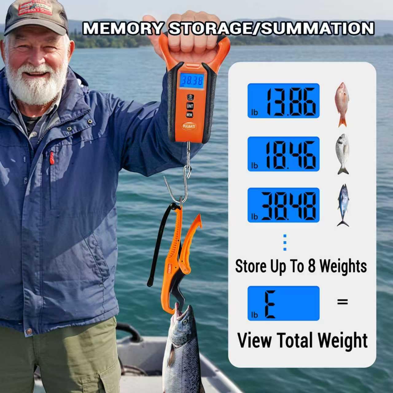 Skiennix Fish Scale - Digital Waterproof Floating Weighing Scale with Backlit LCD Display, 110lb Capacity