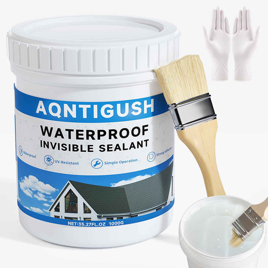 AQNTIGUSH 35oz Transparent Waterproof Sealant Coating Invisible Waterproof Agent, Waterproofing Adhesive for Roofs, Walls, Bathroom, Shower, Wood, Indoor & Outdoor Water Proof Clear Paint Sealer 1kg