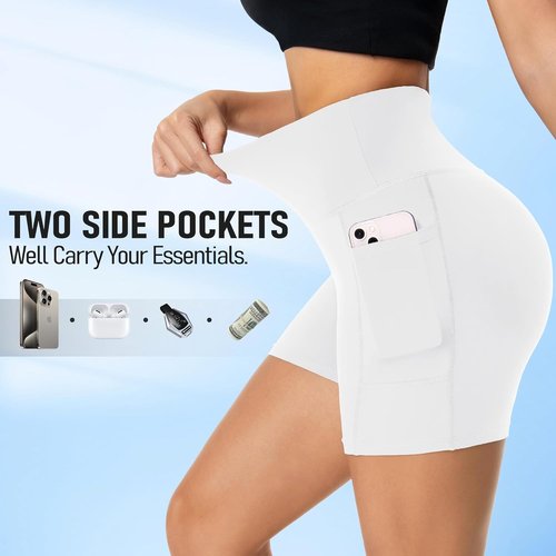 FULLSOFT High Waisted Biker Shorts for Women | Tummy Control Fitness & Yoga Gym Shorts - 5" Length