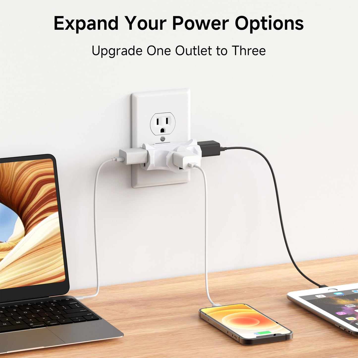 [UL Listed] Cable Matters 3-Pack 3 Way Plug Adapter 15A 1875W, 3 Prong 3 Outlet Adapter, Power Splitter Plug Outlet, 3 Way Electrical Splitter, White