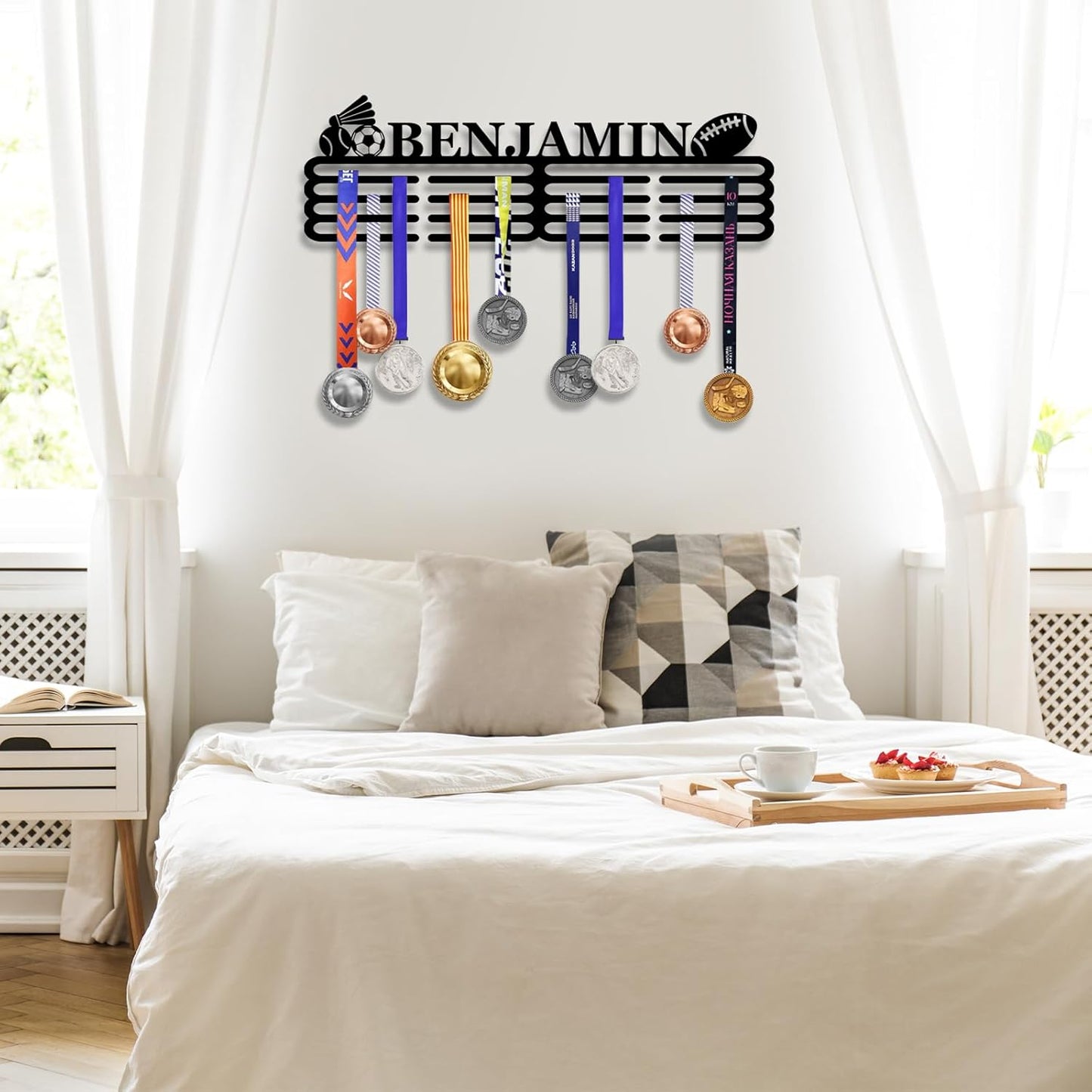 Skiennix Personalized Medal Hanger Display - Custom Name Wall Mount Trophy Rack | Ideal for Sports & Dance