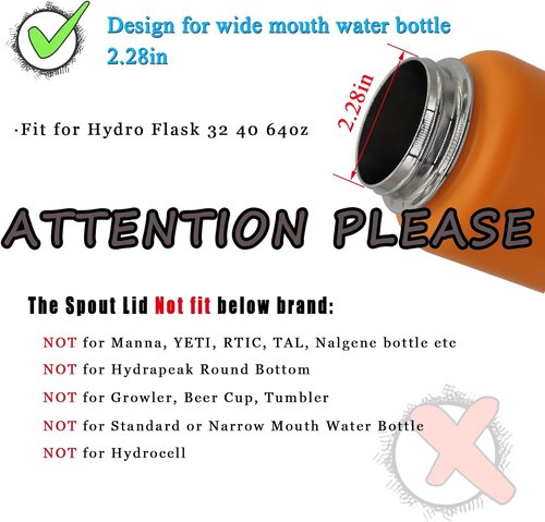 Hydro Flask Spout Lid - Replacement Chug Lid for Wide Mouth Water Bottles | Fits 18-64 oz (Black)