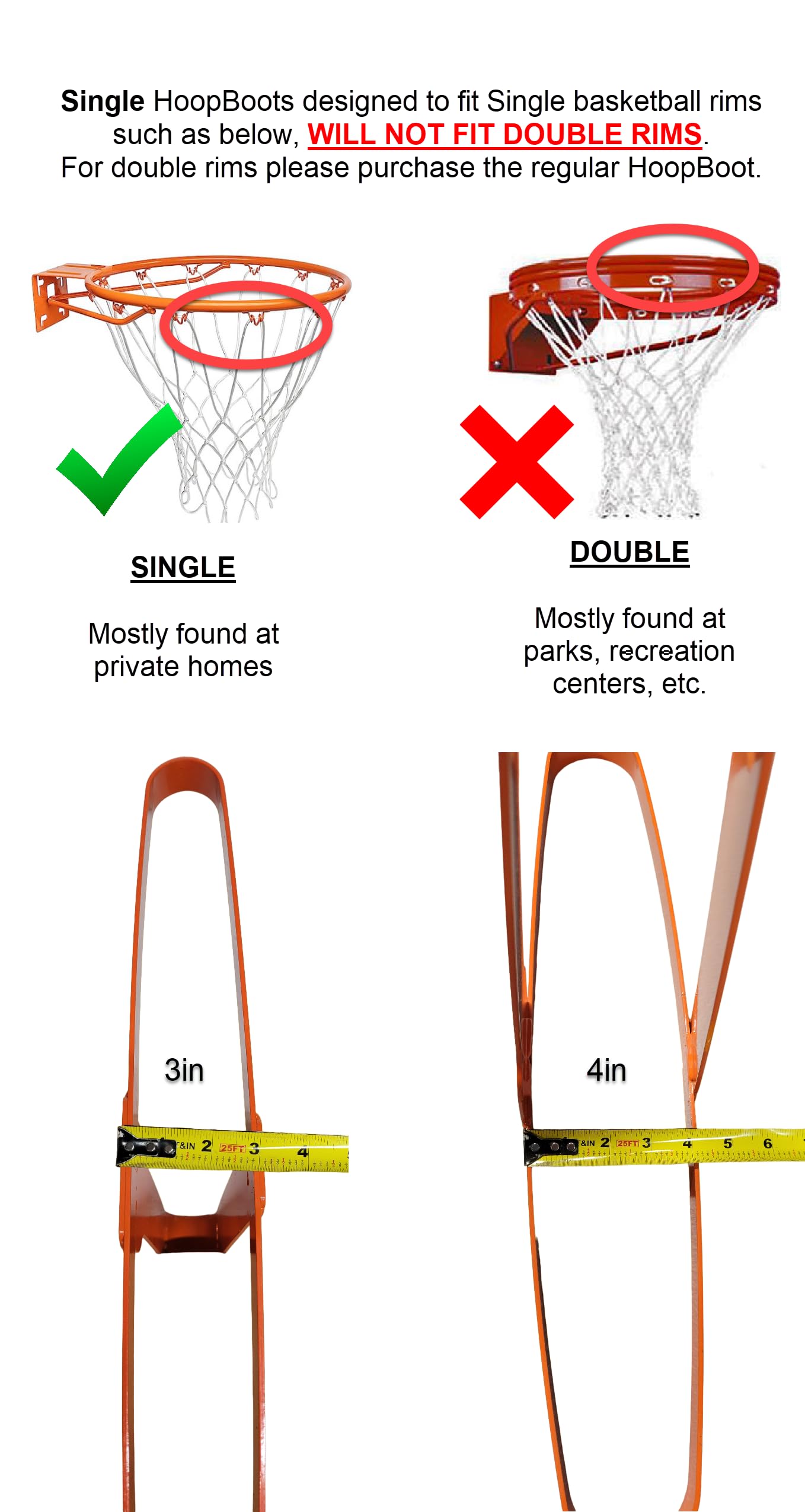 HoopBoot Single Rim Basketball Goal, Rim, Hoop Lock (Orange) Single Rim