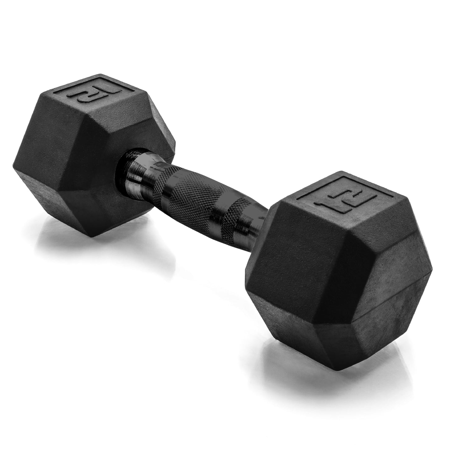 CAP 12 LB Rubber Coated Hex Dumbbell Weight, Rubber Free Weights for Home Gym Strength Training, Black Oxide Handle, Single