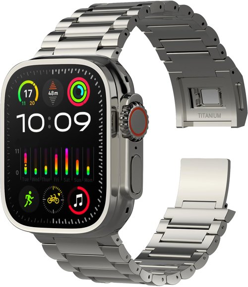 TIREBO Titanium Watch Band (Pro) Compatible ULTRA & Ultra 2 49mm | Premium secure Titanium Metal clasp | Fits iWatch Series 10 46mm wristband | DLC Scratch Resistant Strap