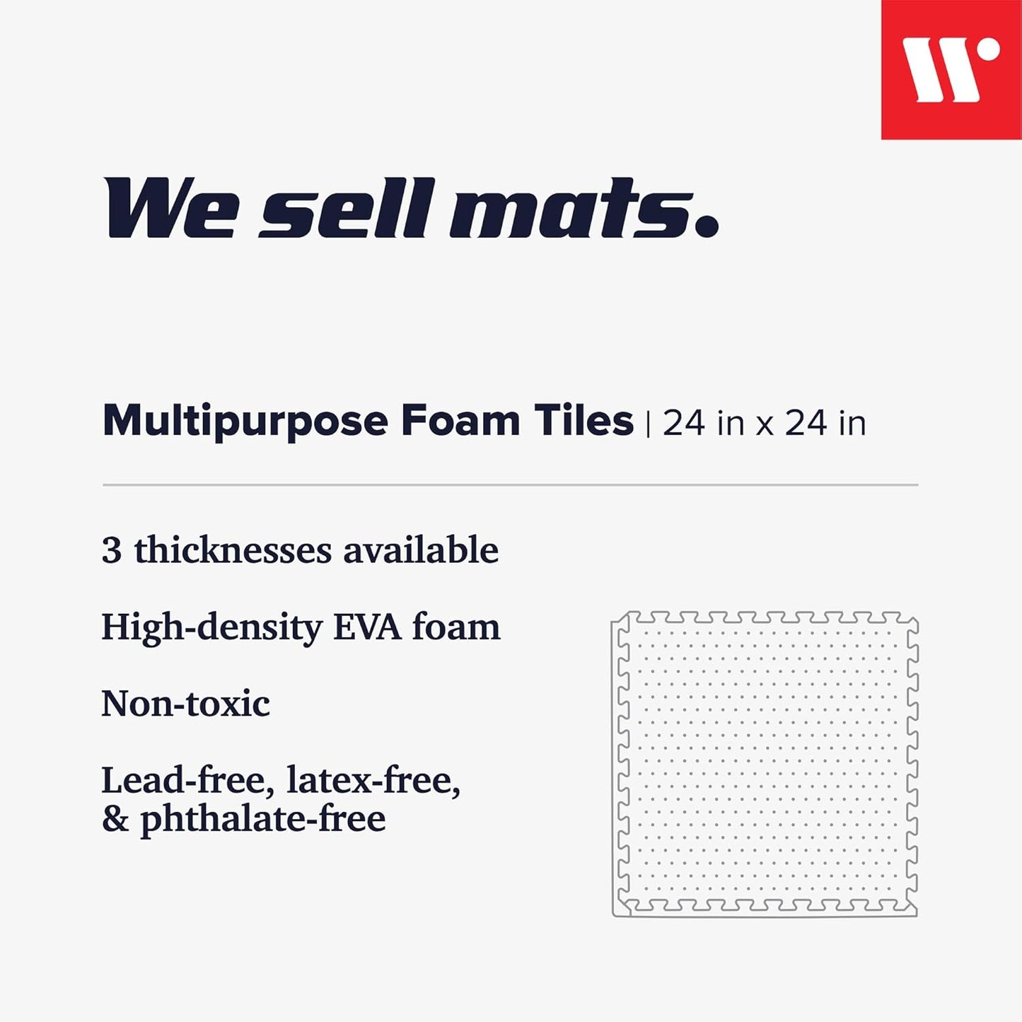 We Sell Mats EVA Foam Exercise Floor Mat - 3/8" Thick Interlocking Tiles | Anti-Fatigue for Home or Gym