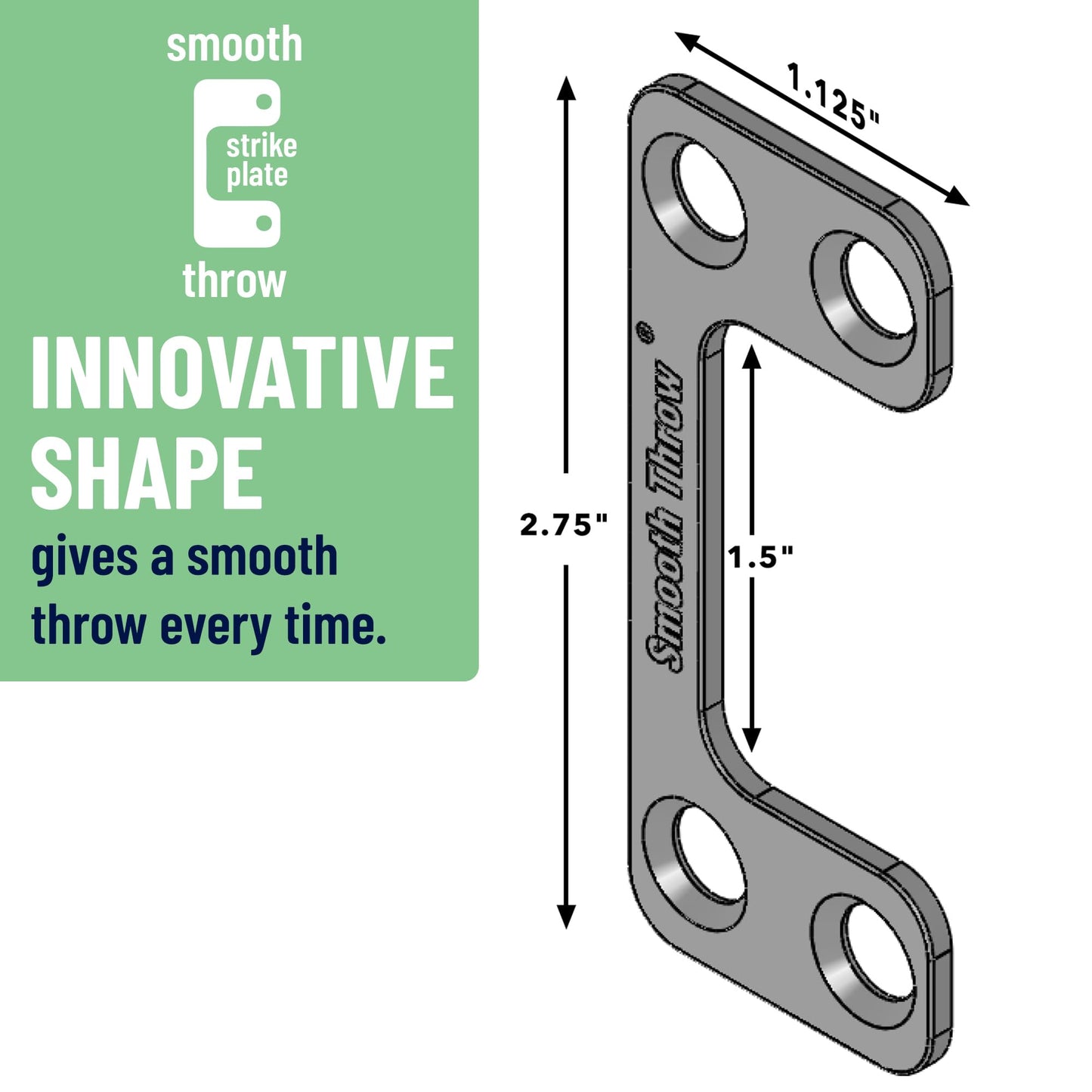 Oversized (1.125" x 2.75") Adjustable Strike Plate for Exterior Doors - Larger Horizontal & Vertical Hole for Deadbolts & Electronic Locks - Home & Rental Security - Property Managers Favorite