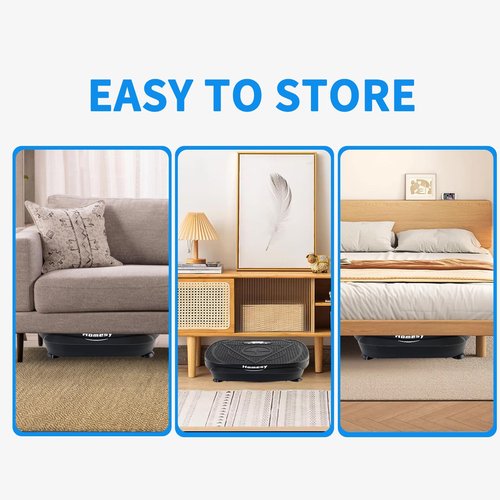 Homesy Vibration Plate Exercise Machine, Vibrating Plate for Lymphatic Drainage, Full Body Shake Platform Board for Home Fitness and Fat Burning, Sport Gym Equipment for Women Men, Black