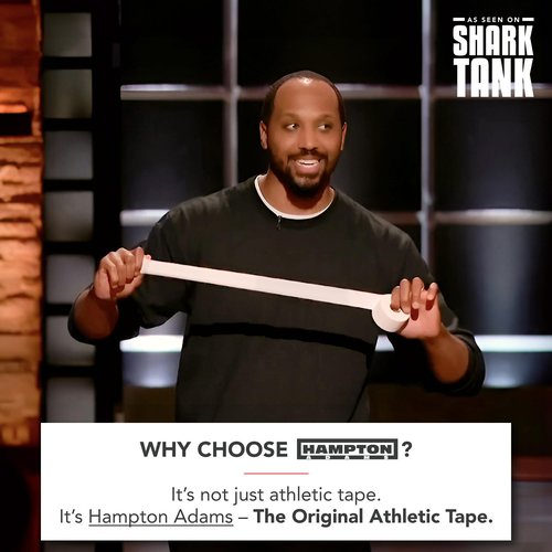 Hampton Adams | As Seen on Shark Tank | Original Sports Medical Athletic Tape (8-Pack) | 45ft Rolls | No Sticky Residue Easy Tear | for Athletes Trainers First Aid Injury Wrap | Ankles Wrist (Black)