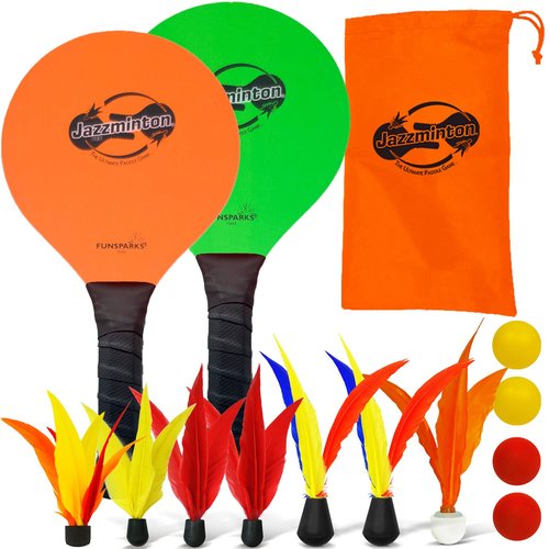 Jazzminton-Sport Paddles - Racquetball Game Fun for Kids & Adults - All Season Indoor Outdoor Games for All