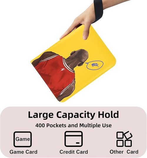 Basketball Sports Card Binder - Portable Waterproof Zipper Holder for 400 Cards | Includes 50 Removable Sleeves