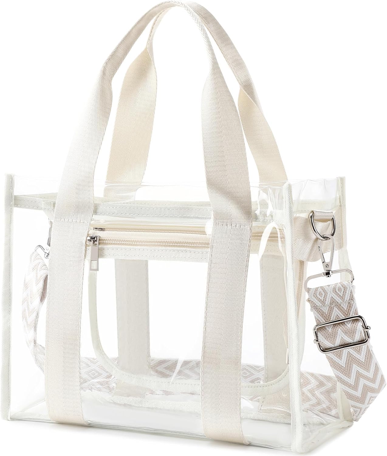 Skiennix Clear Stadium Bag - Large Tote with Inner & Outer Zipper Pockets for Events, Concerts, Beach