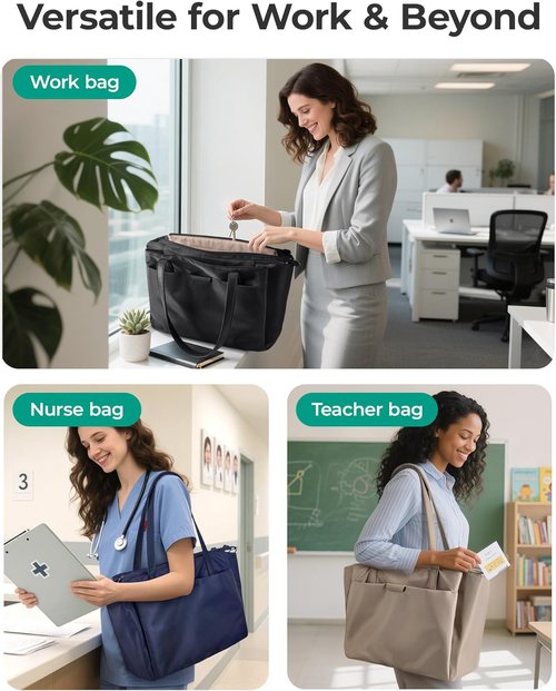 BAGSMART Tote Bag for Women - Versatile Work Tote with Zipper & Compartments | Stylish Crossbody Handbag