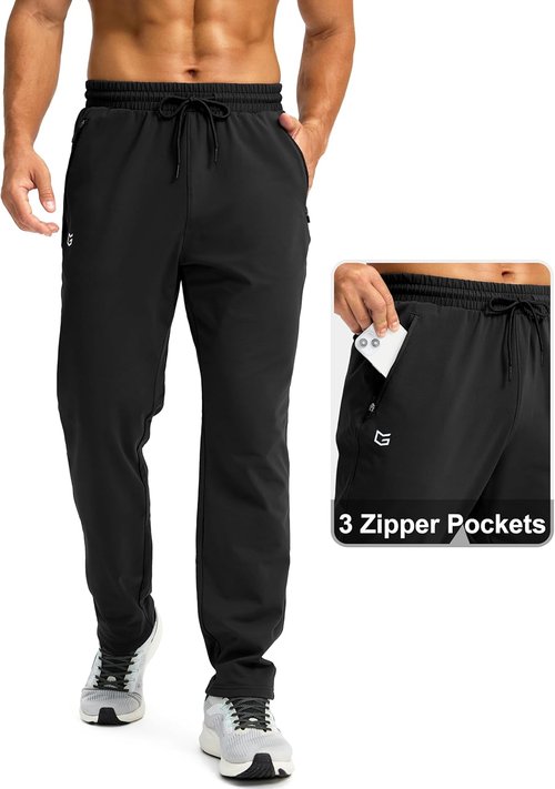 G Gradual Men's Fleece Lined Winter Pants - Warm Athletic Joggers with 3 Zipper Pockets