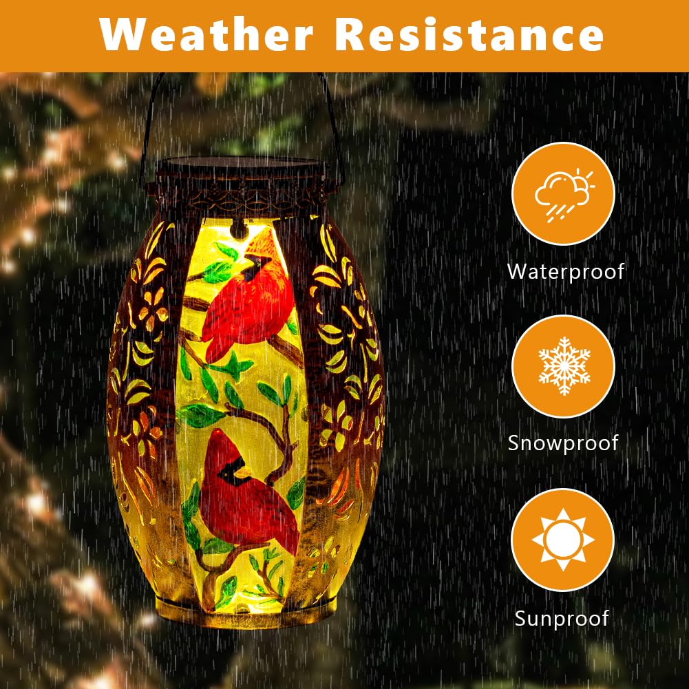 VEWOGARDEN Hanging Solar Lanterns Outdoor Waterproof Decorative Cardinal Solar Lights for Patio Porch Garden Table Decor