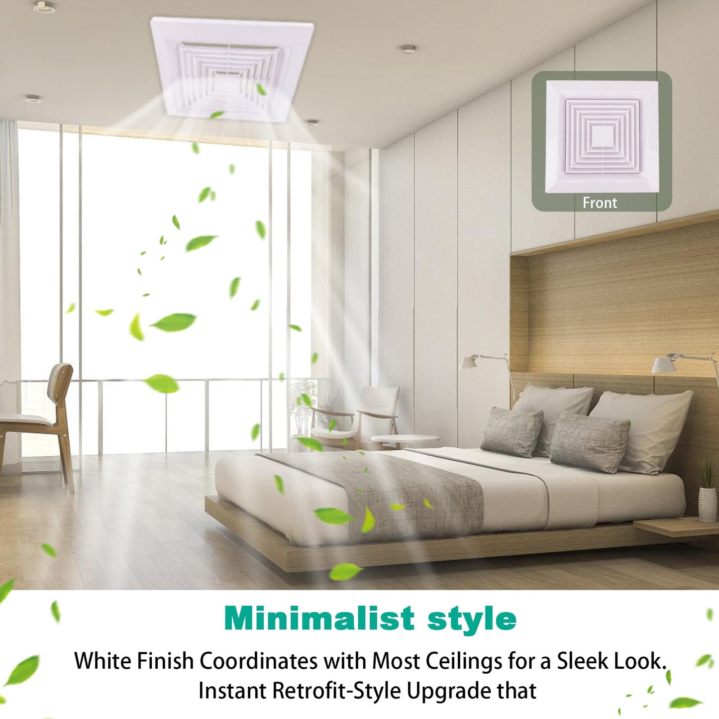 TIHCXNY 1-Piece (9"x9"Inches) Bathroom Exhaust Fan Cover with Spring, Square Ceiling or Wall Mounted Exhaust Fan, Ceiling Fan, Grille, Air Diffuser, Diverter Ventilation Hood, Replacement Accessories