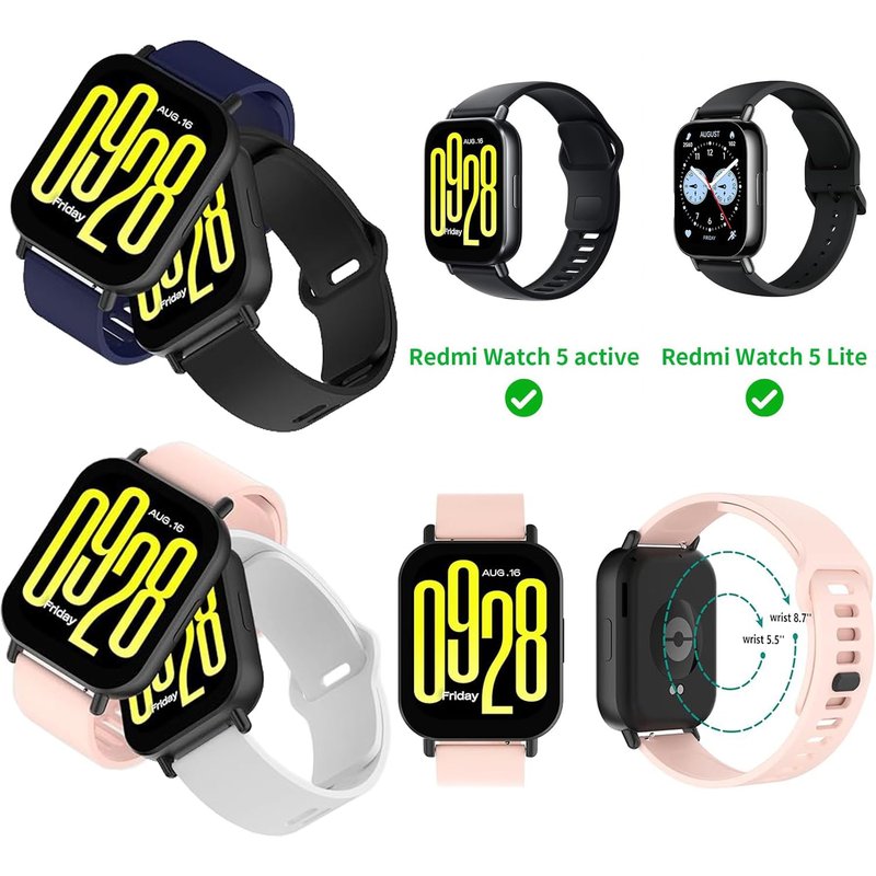 Z.DuDuZAZA Bands for Redmi Watch 5 Active Straps/Redmi Watch 5 Lite Bands for Women Men, 10PCS Soft Silicone Wristband Replacement Compatible with Xiaomi Watch5 Lite/5 Active Belts