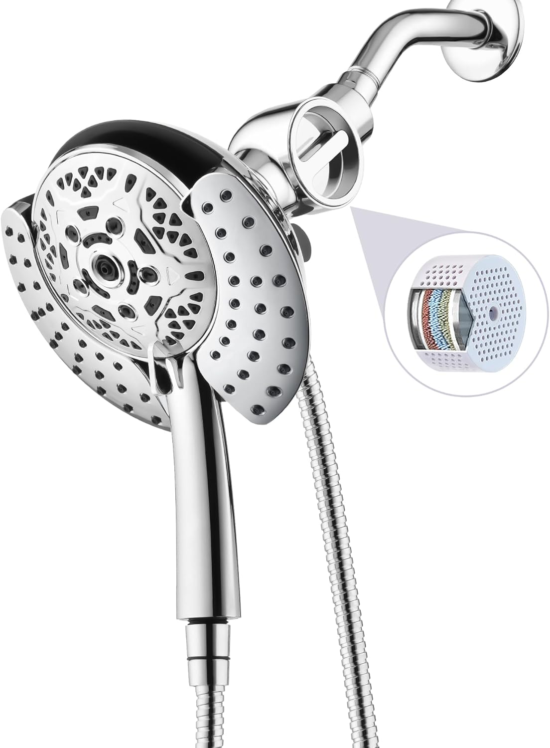 2.5GPM 7.2" Rainfall & Handheld Shower Head Combo with 60" Stainless Steel Hose