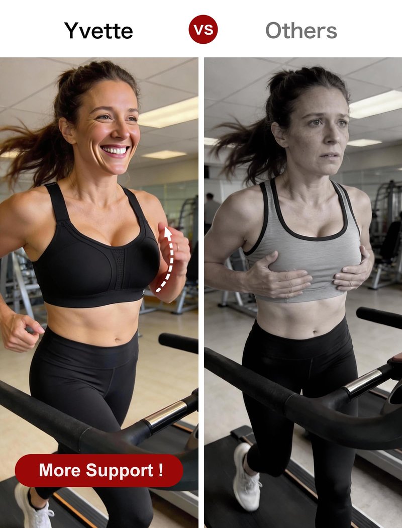 Yvette Supportive Sports Bra Adjustable Straps Plus Size Workout Running High Impact Sports Bras for Women Sewn in Pads,Black,M+