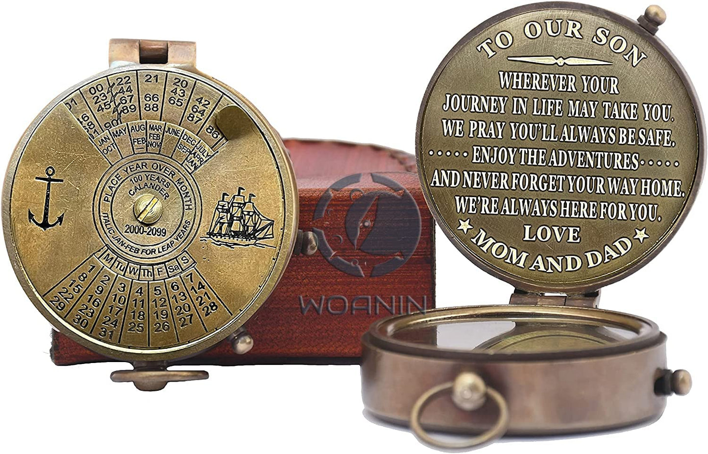 Personalized Son Gifts, to Our Son Gift Compass / 100 Year Calendar Compass, Personalized Compass Gift for Son/to Our Son Gifts/Son Gift (Our Son- Mom & Dad)