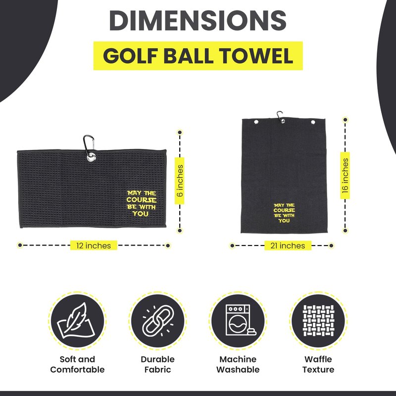 May The course be with You Disc Golf Microfiber Towel - Ideal Golf Accessories for Men and Women, Holder Clip, Perfect for Golf Bags Accessories, Enhance Your Golfing Experience | Great Gift Idea