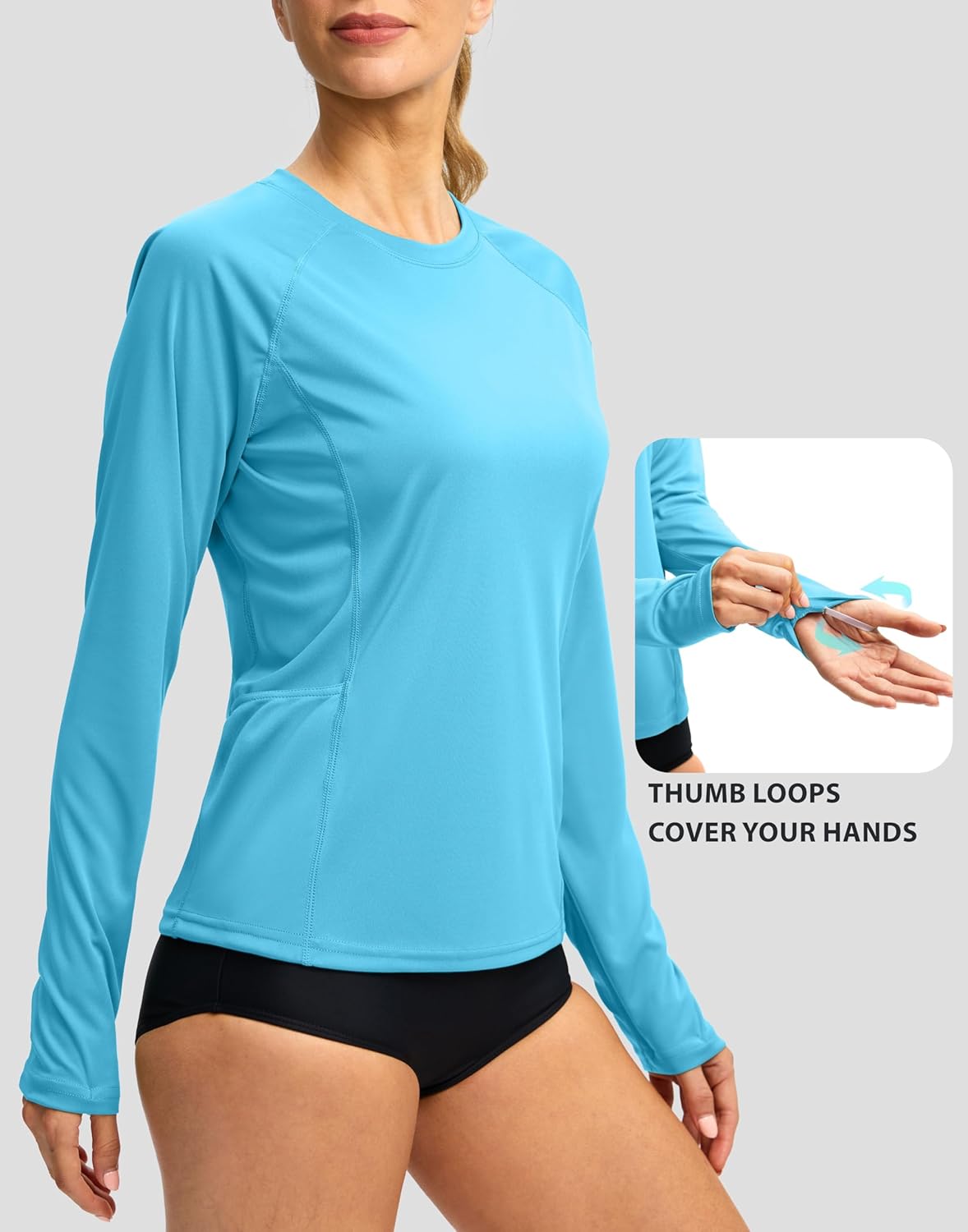 Viodia Women's Rash Guard - UPF 50+ UV Protection Long Sleeve Shirt | Quick Dry Hiking & Swim Top with Pockets