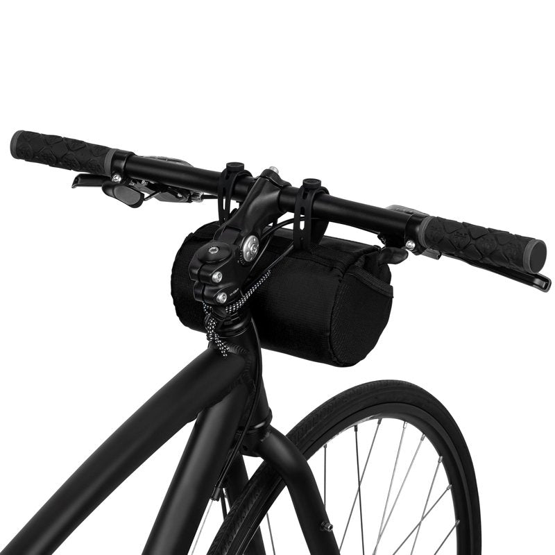 Oso Supply Co Handlebar Bike Bag – Water-Resistant Hard Shell with Quick-Access Zipper, Side Mesh Pockets, and Spacious Storage – Ideal for Cycling, Commuting, and Adventure Rides (Black)