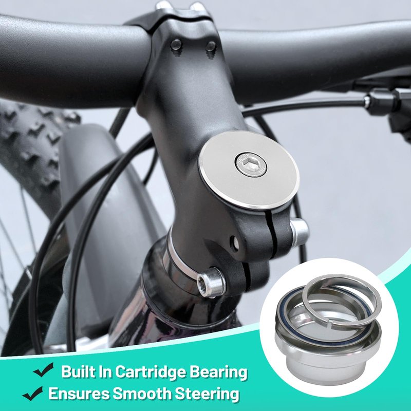 Tongze 1-1/8" 34mm Bike Headset, MTB Headset Fits for Mountain Bike Road Bicycle with Bearing & Stem Cap(Silver)