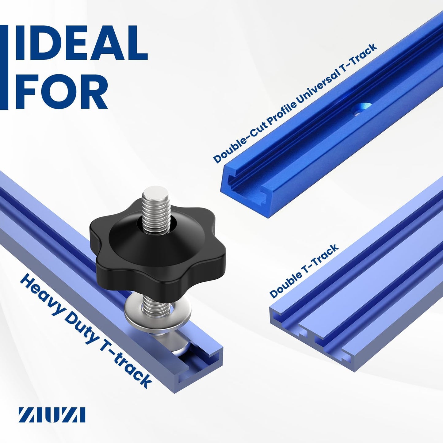 ZIUZI 10 Sets of 1/4"-20 T Track Knob Kit, Star Knobs Kit Include 1/4-20 Threaded Bolts with Washers and Star Knobs, T Track Accessories for Woodworking Jigs and Fixtures