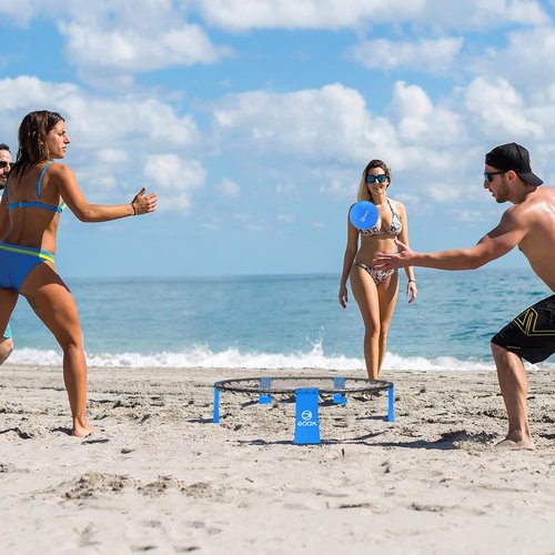 GOOX Outdoor Roundnet Game Set - Includes 3 Balls, Carrying Bag & Strip Light | Perfect for Family Fun at Beach, Lawn & Park
