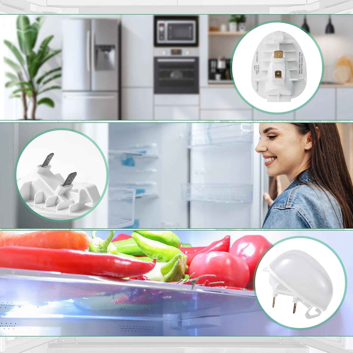 2pcs W11251749 Fridge Freezer Light Bulb, Refrigerator Led Bulb Replacement Fridge Light for Refrigerator