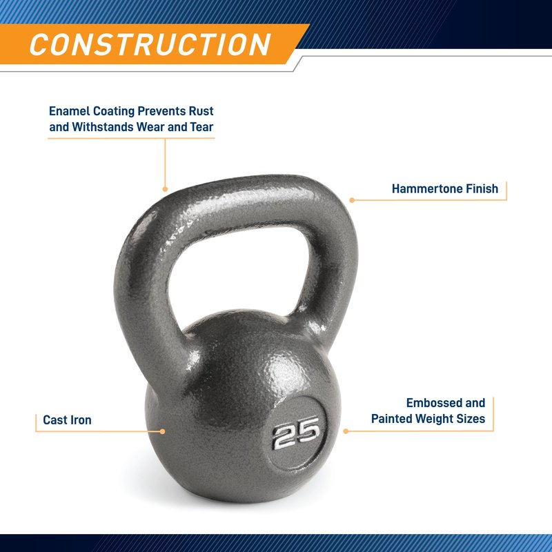 Marcy Hammertone Kettlebells, Ideal Workout WeightsFor Home Gym, Cast Iron, Black, 25lbs HKB-025