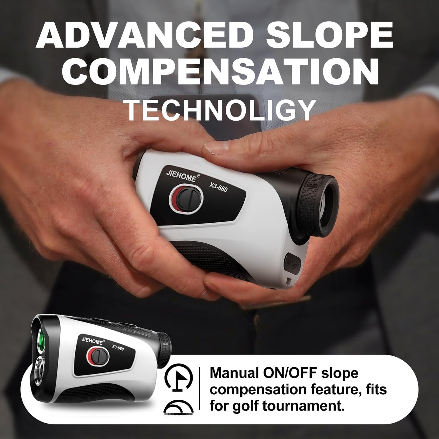 Skiennix Golf Rangefinder - 7X Magnification, Slope Measurement & Flag Locking | Rechargeable Gift for Men