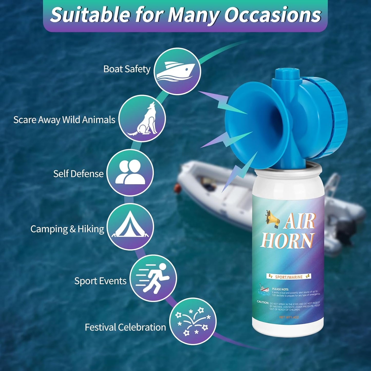 Skiennix 1.4oz Air Horn | Loud Marine Safety Horn for Sporting Events & Camping - Compact & Handheld