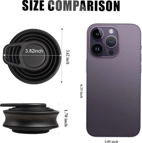 Collapsible Silicone Water Bottle - Lightweight, BPA-Free & Leakproof | 500ml (17oz) Foldable Travel Bottle - Durable Black with Carabiner