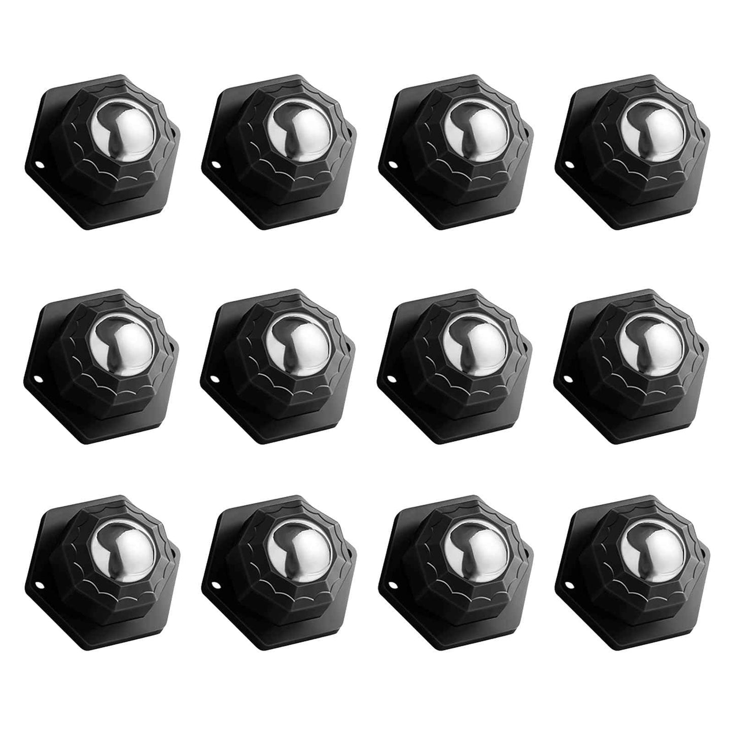 12 Pack Self Adhesive Caster Wheels, Swivel Wheels for Furniture, Load Capacity 30 LBS Per Caster Wheels 1 Inch, Low Profile Paste Universal for Storage Box, Small Appliance Storage Bins (Black, 12)