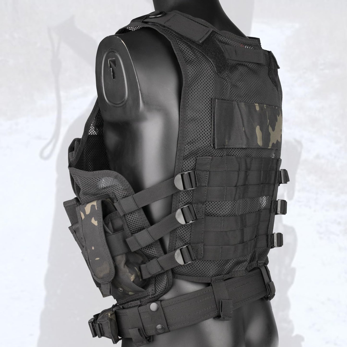 YAKEDA Tactical Outdoor CS Game Vest Adjustable Fit Adult (Black CP)