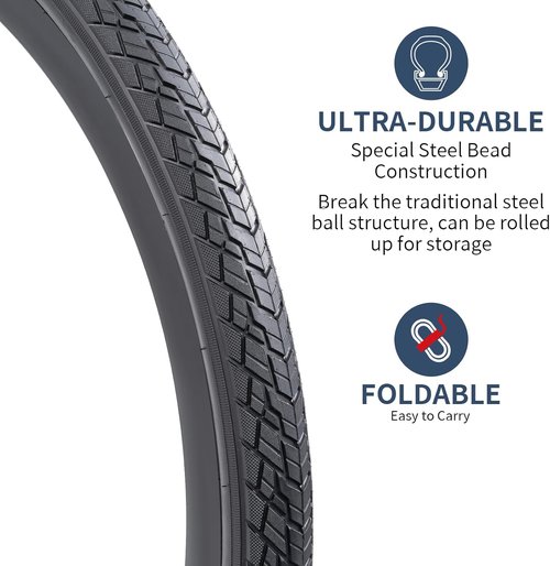 700C Bike Tires & Heavy Duty Tubes - 2-Piece Set with Rim Strips | 700x45C, 28x1.75 Compatibility