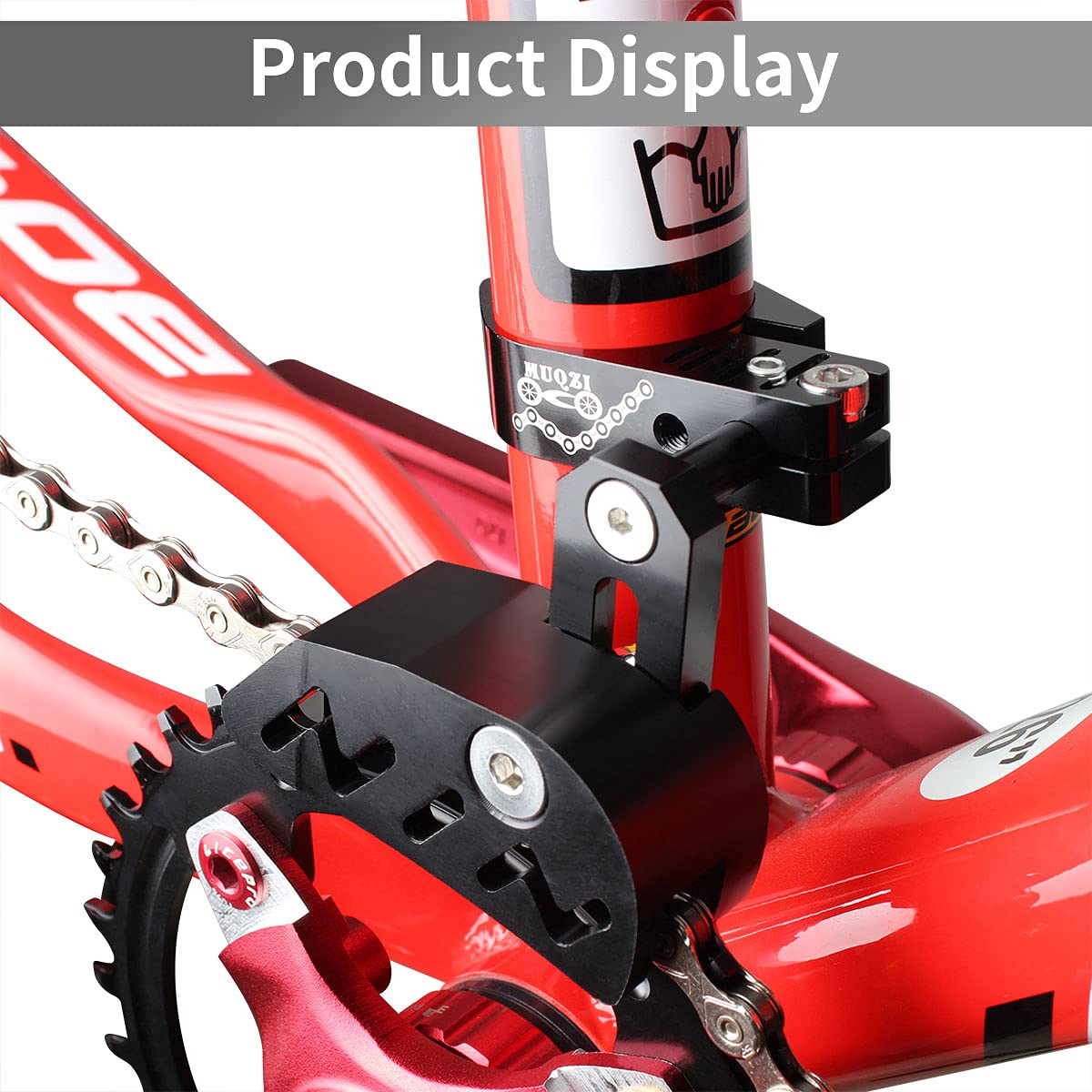 MUQZI Chain Guide, Aluminum Alloy Bike Chain Guide Mountain Bike Chain Deflectors Adjustable MTB Cycle Single Crankset Bicycle Chain Protector, Black