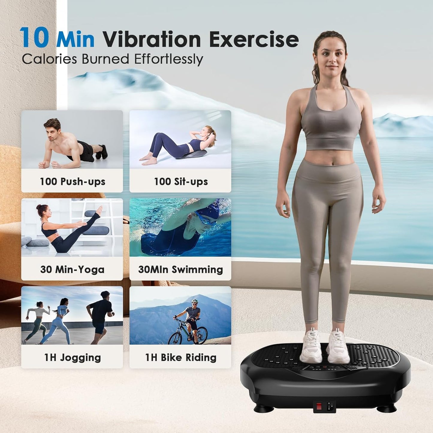 Natini Vibration Plate Exercise Machine - Whole Body Workout for Weight Loss | Lymphatic Drainage with Remote & Bands