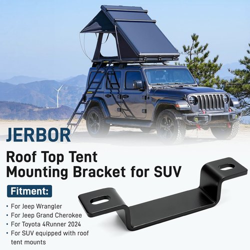 JERBOR 4pcs Roof Top Tent Mounting Clamp for Jeep, 3-1/4" x 1" U Bracket Rustproof Carbon Steel Roof Rack Mount, Sturdy Rooftop Tent Accessories for Jeep