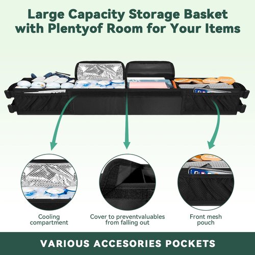 Jenlan Golf Cart Storage Organizer, Golf Cart Front Storage Basket with Insulated Compartment No-Drilling Golf Cart Basket Compatible with EZGO, Club Car, Kandi Electirc Golf Carts