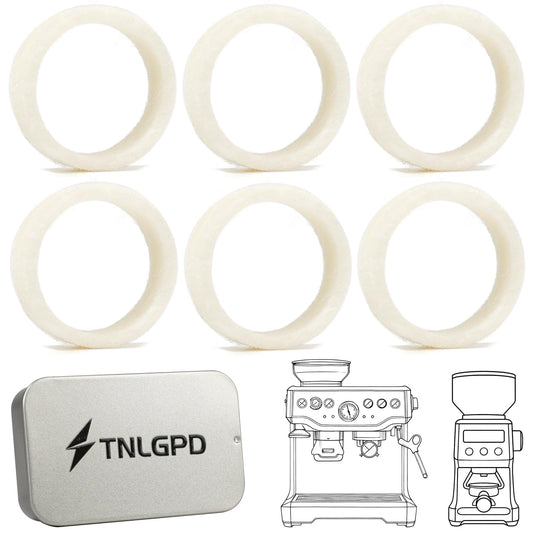 Wool Felt Washer Replacement for Breville Barista Espresso Machine Grinders – Compatible with BES870XL/BES878BTR/BES876BSS/BES840XL/ABES880/BES881/BES810/BES990/BES980 Accessories (6-Pack)