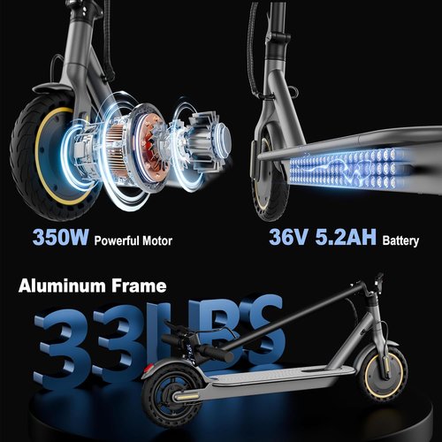 Electric Scooter - Dual Suspension | 350W/500W Motor, 19/22 MPH Speed, 23-31 Mile Range, 8.5"/10" Tires
